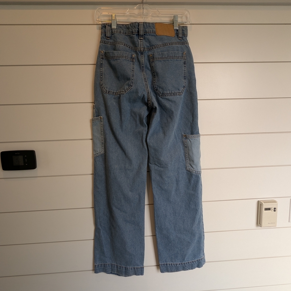 Cotton On Utility Pocket Straight Jeans Color Block Pockets Size 2 High Rise - Picture 8 of 14